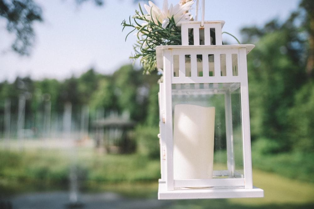 white candle lantern