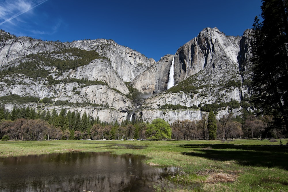 gray mountain under blue sky