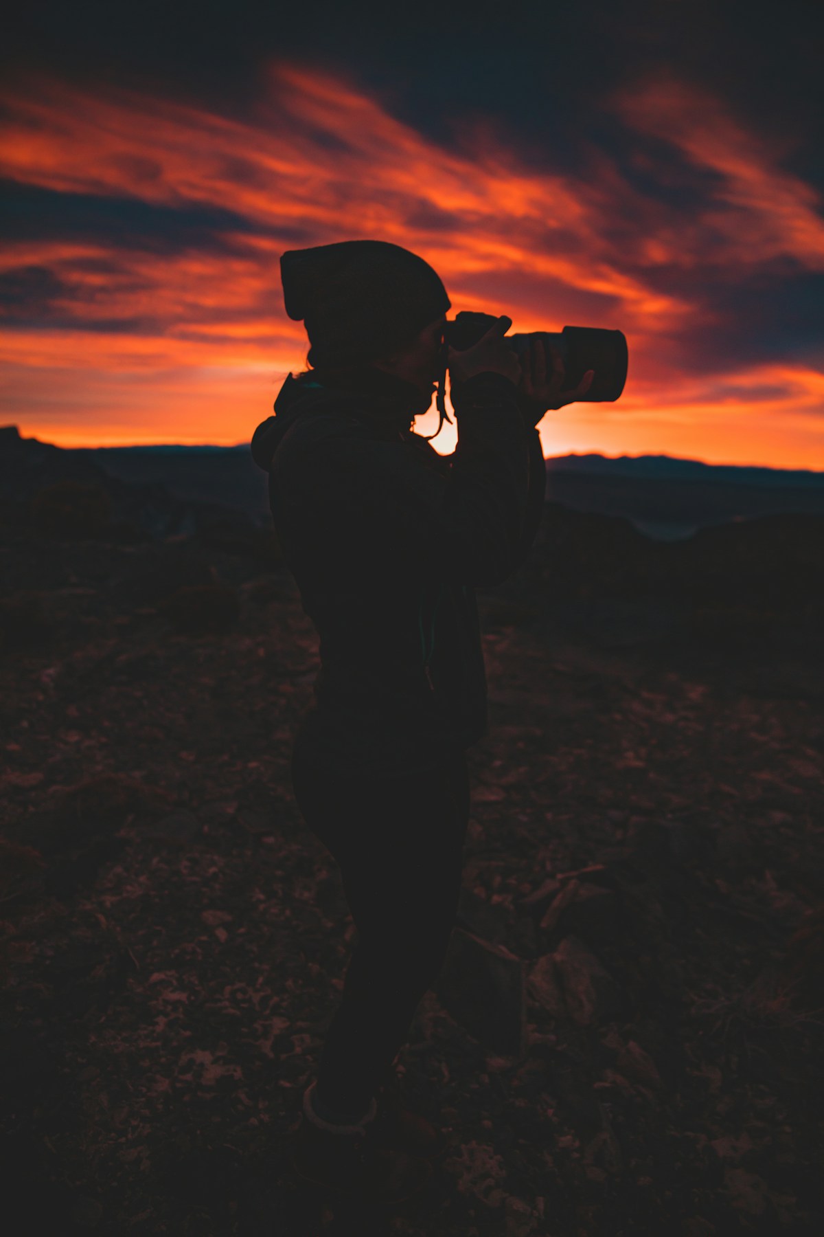 Photographer capturing a traveller at golden hour