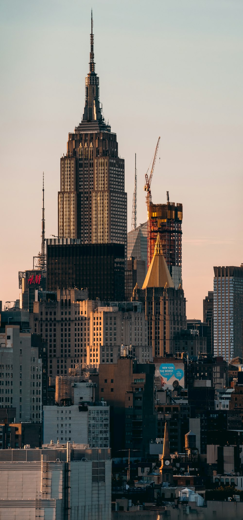 city buildings under white sky