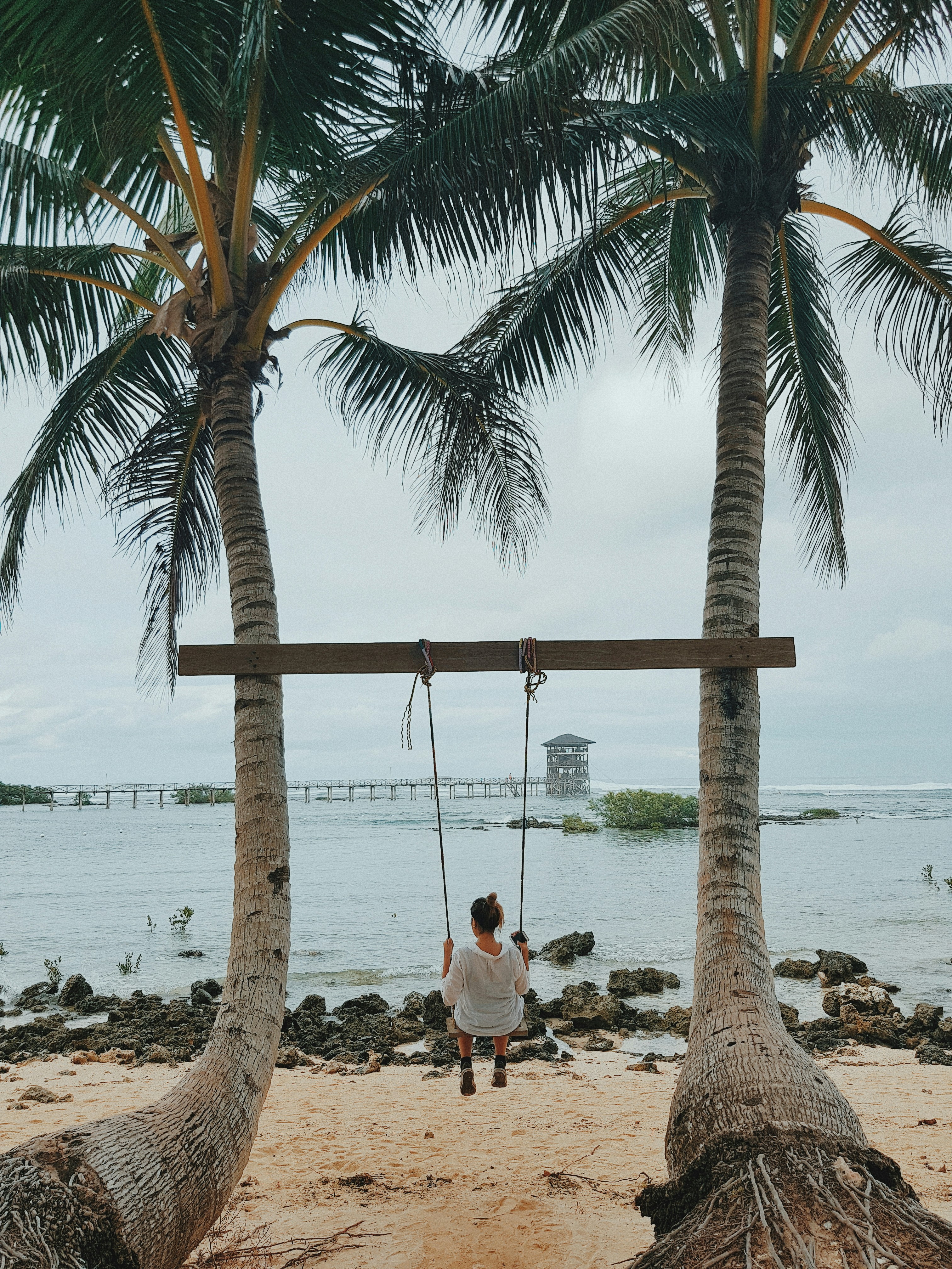 unknown person sitting on swing