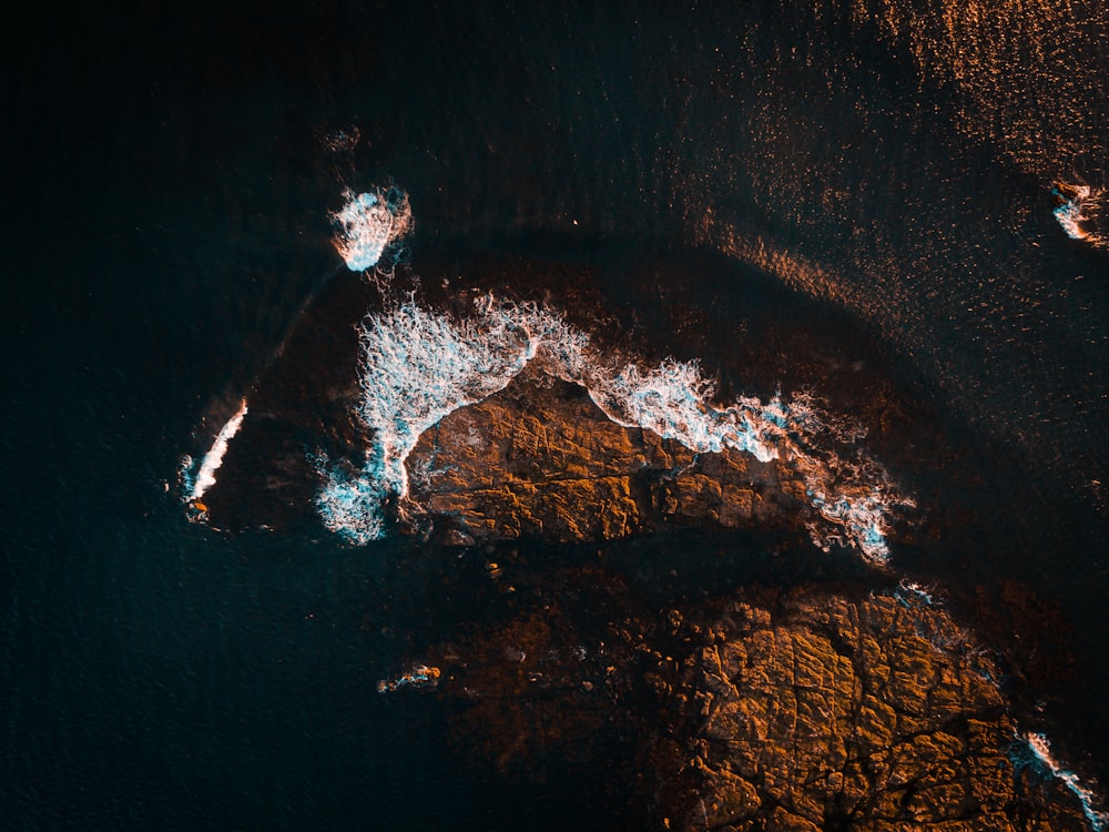 an aerial view of a body of water