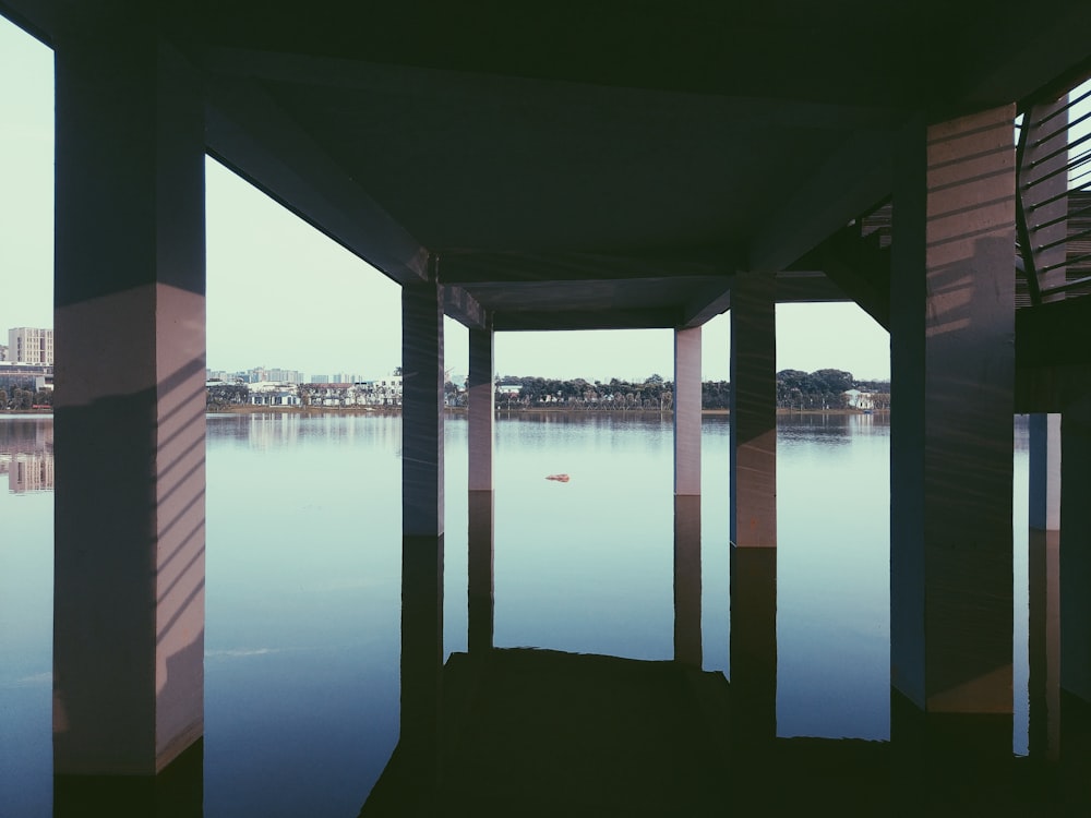 architectural photography of white pedestals