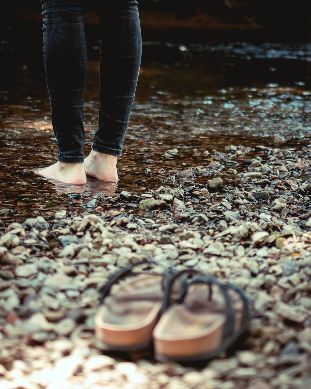 brown-and-black sandals