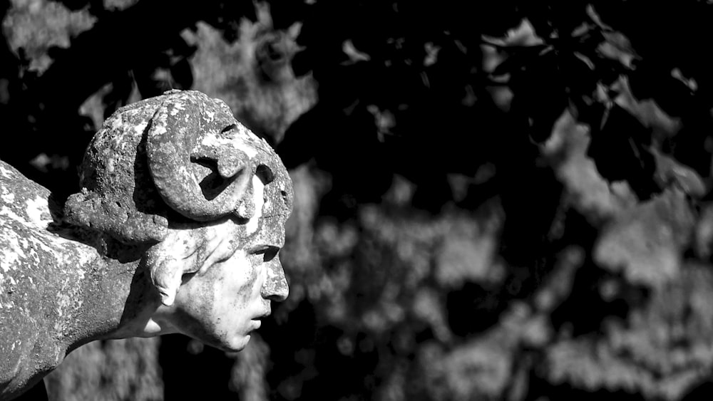 a close up of a statue of a man's head