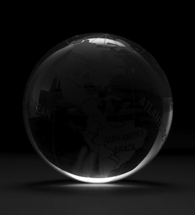 round clear ball with black background