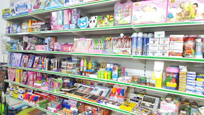 A vibrant display of home and office supplies arranged neatly.