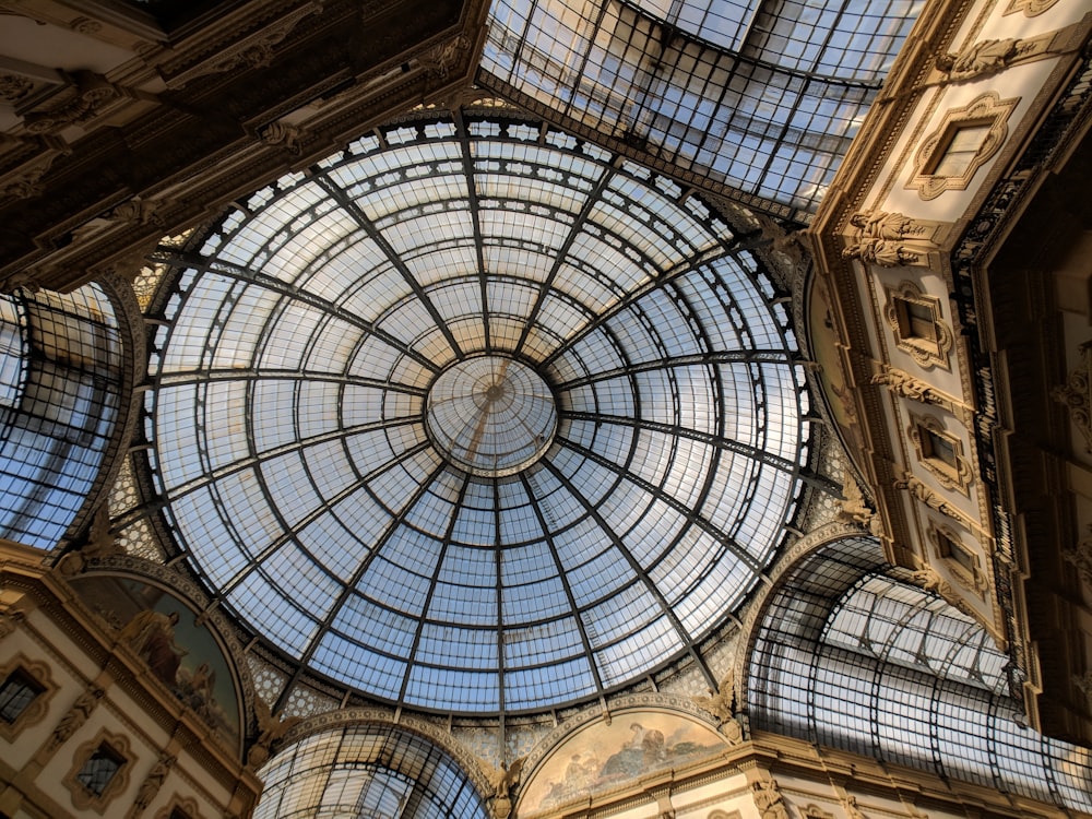 glass and steel dome ceiling