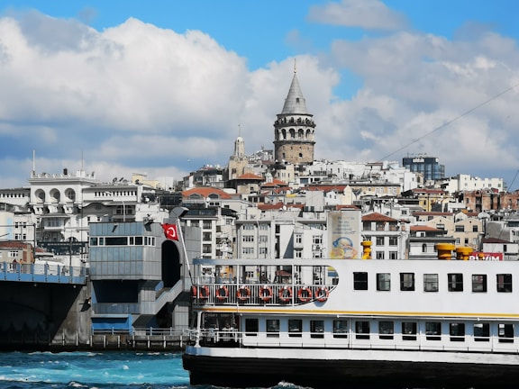 A vibrant street view of Istanbul with historic architecture and bustling markets under a clear blue sky.