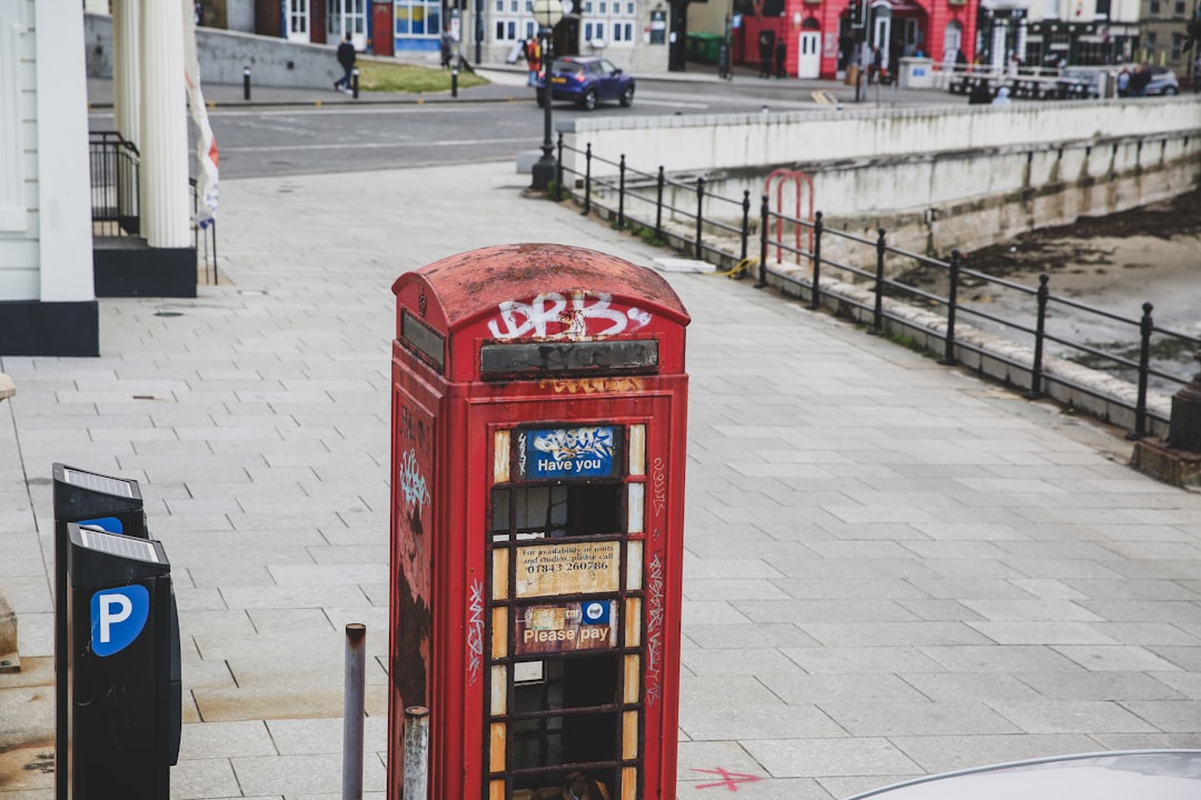 red telephone booth with no person