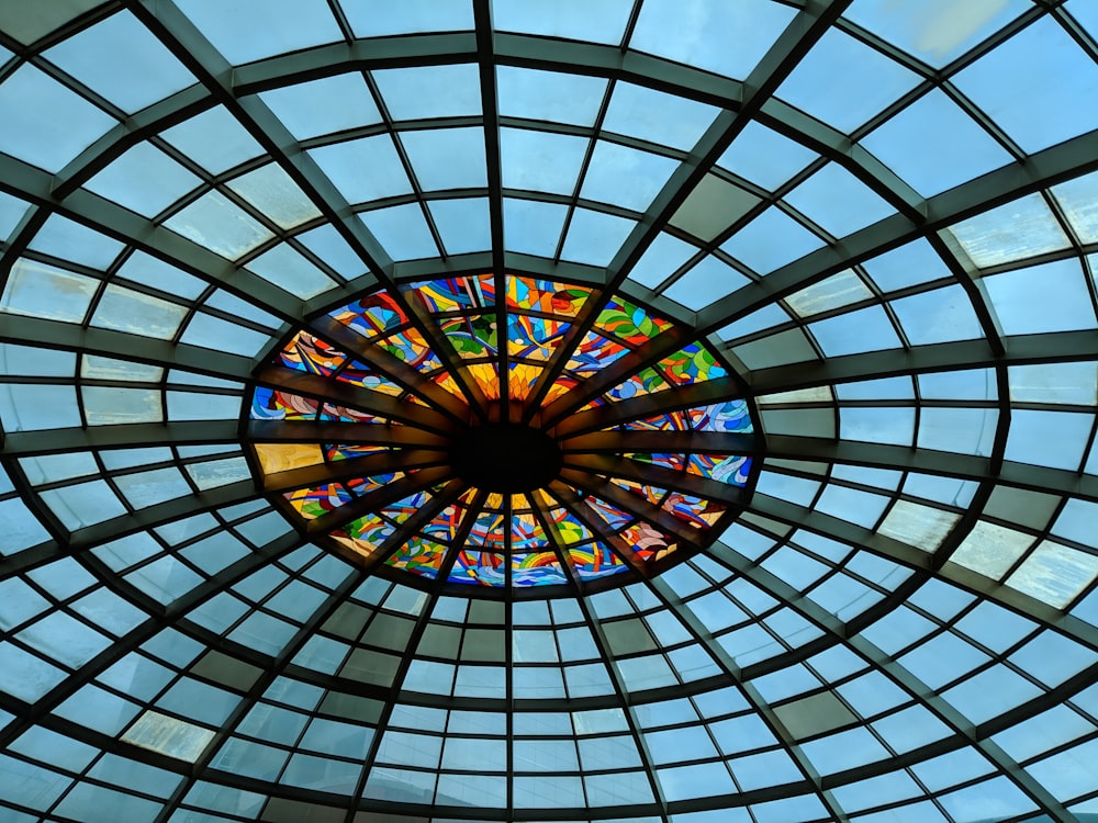 architectural photography of glass roof