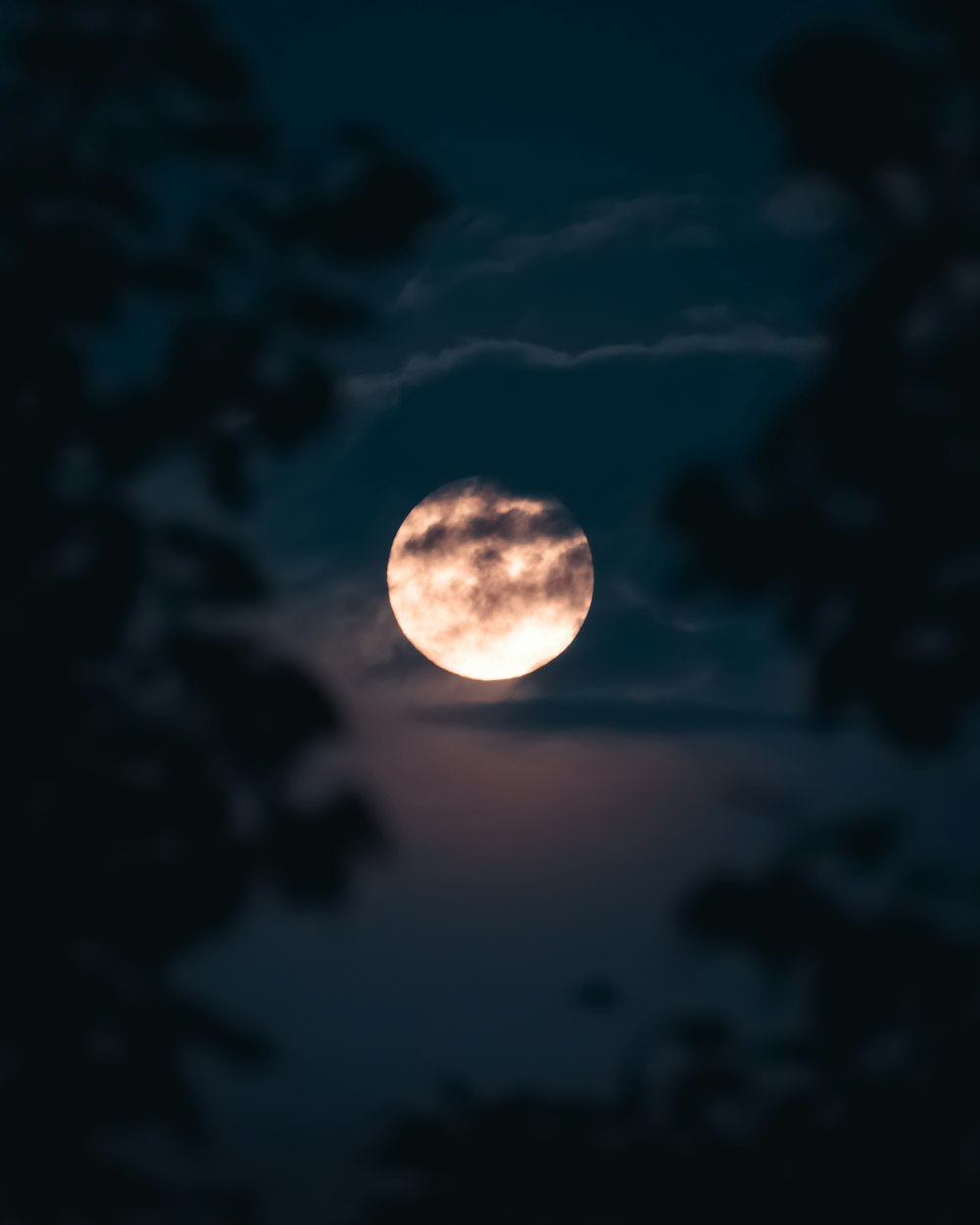 round white moon at night