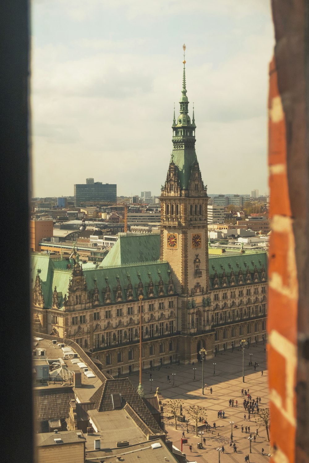 green roofed building