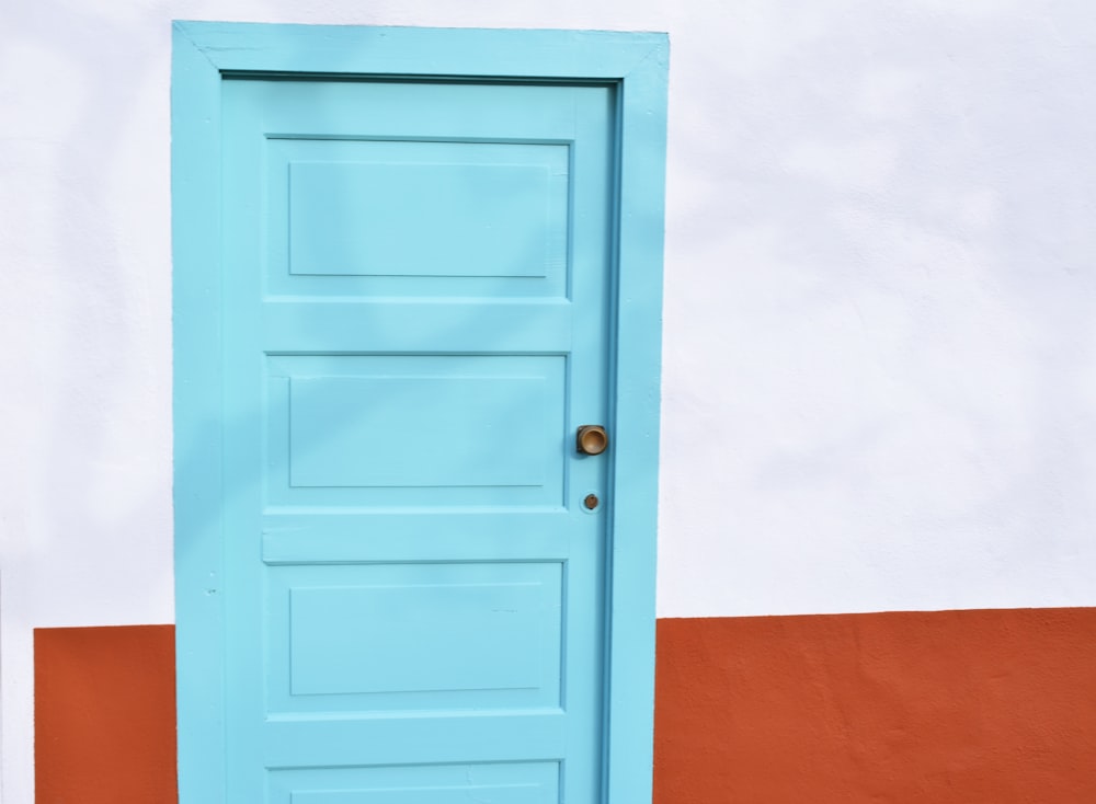 closed blue wooden door