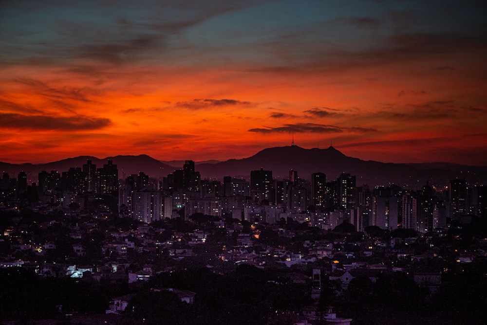 skyline city sunset view