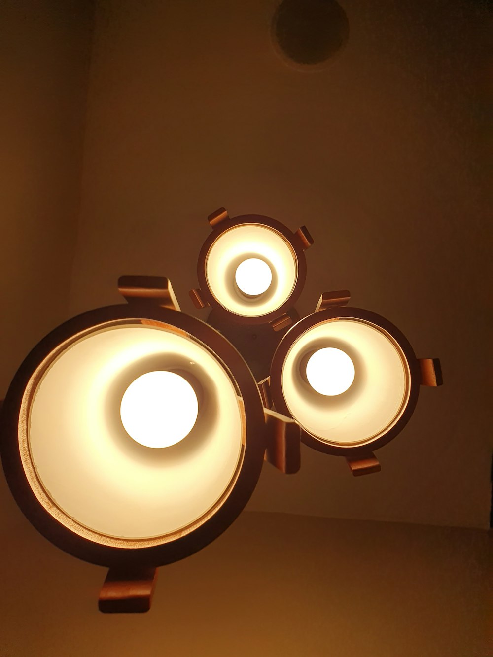 three pendant lamps turned on