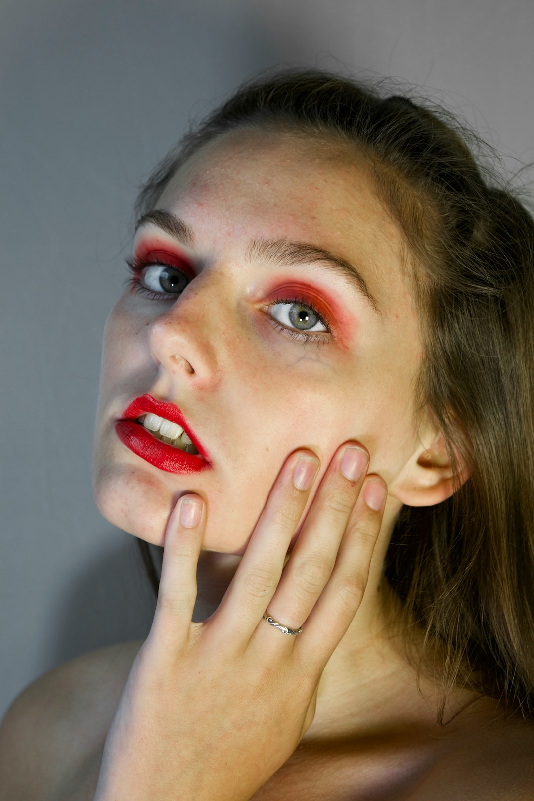 woman with orange eyeshadows