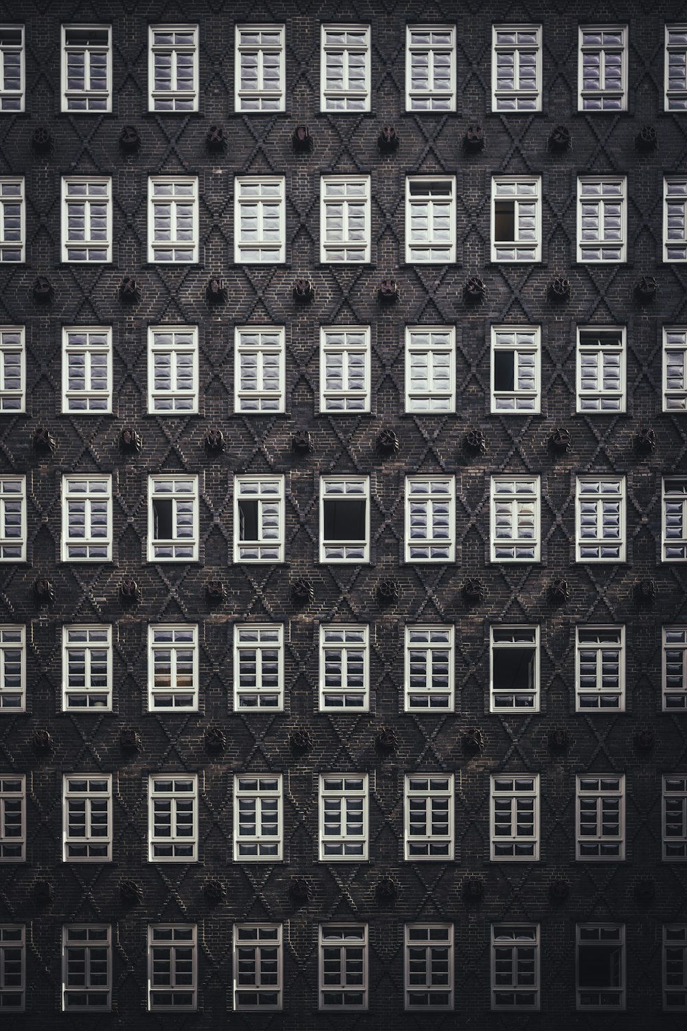 rows of white wooden windows
