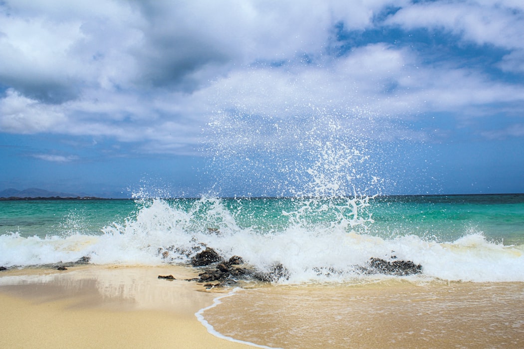 Water gushing in the beach 