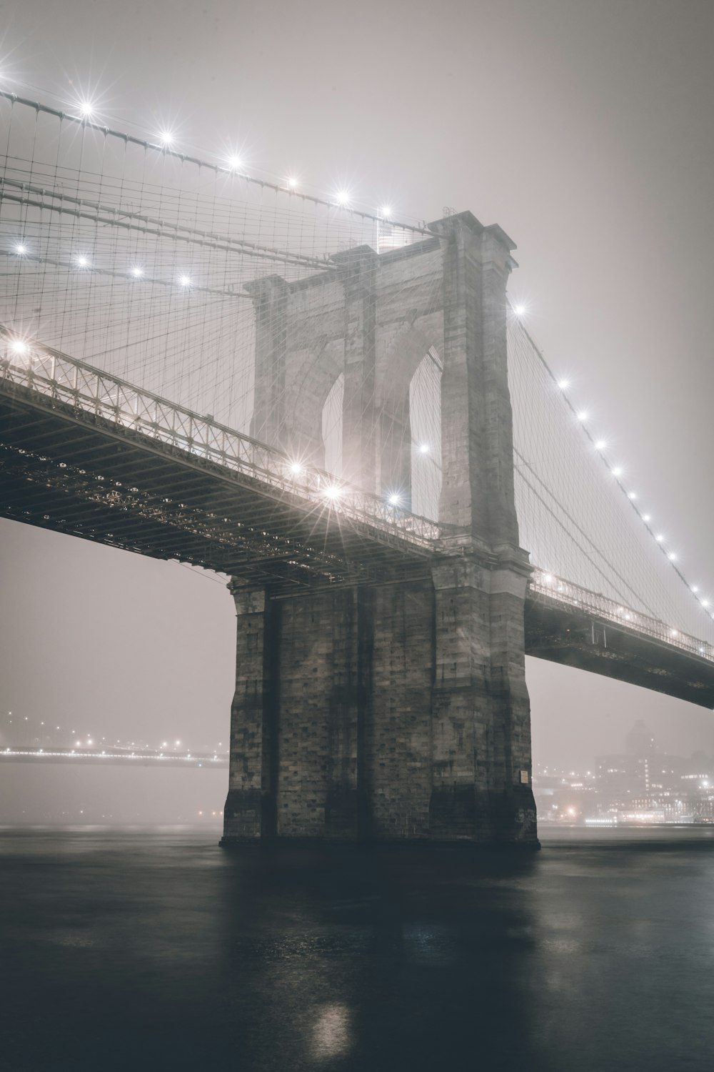 greyscale photo bridge