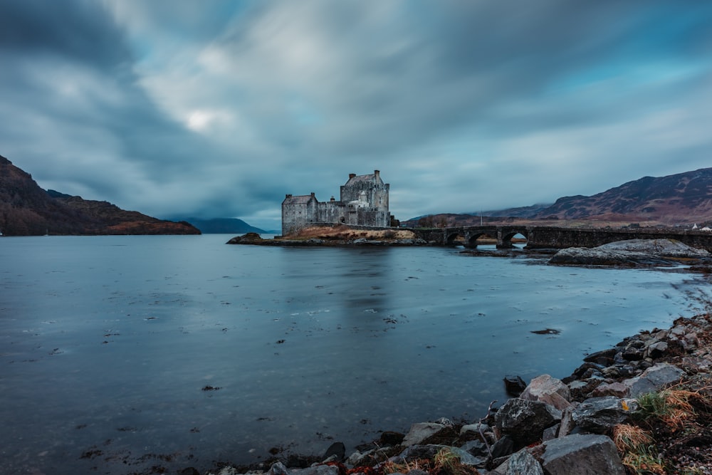 gray building near sea