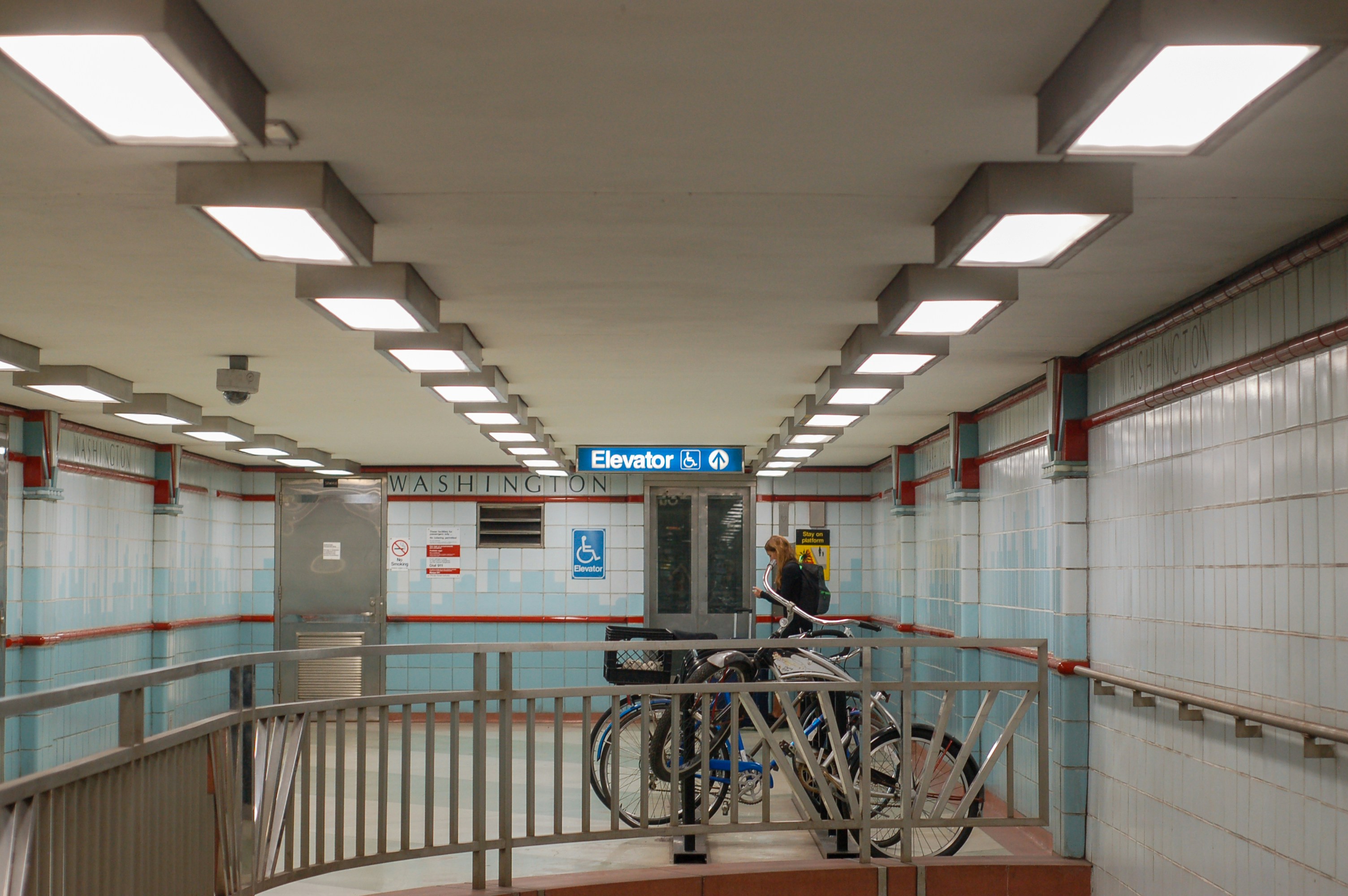 blue bicycle inside room