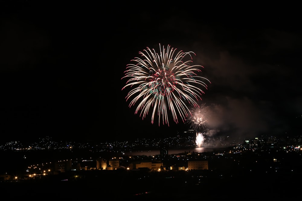 fireworks display in dark night sky