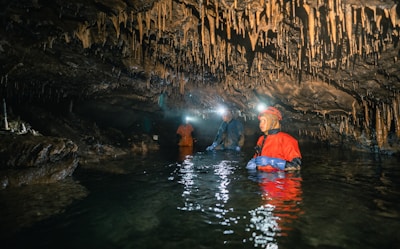 two person on cave