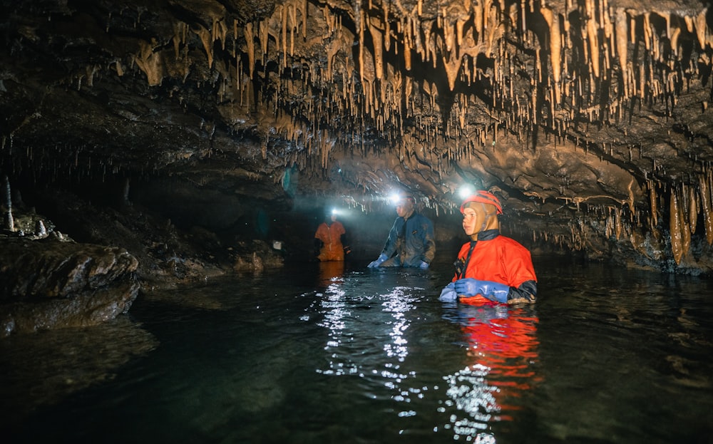 two person on cave