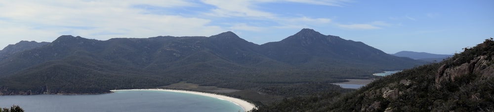 body of water near mountain