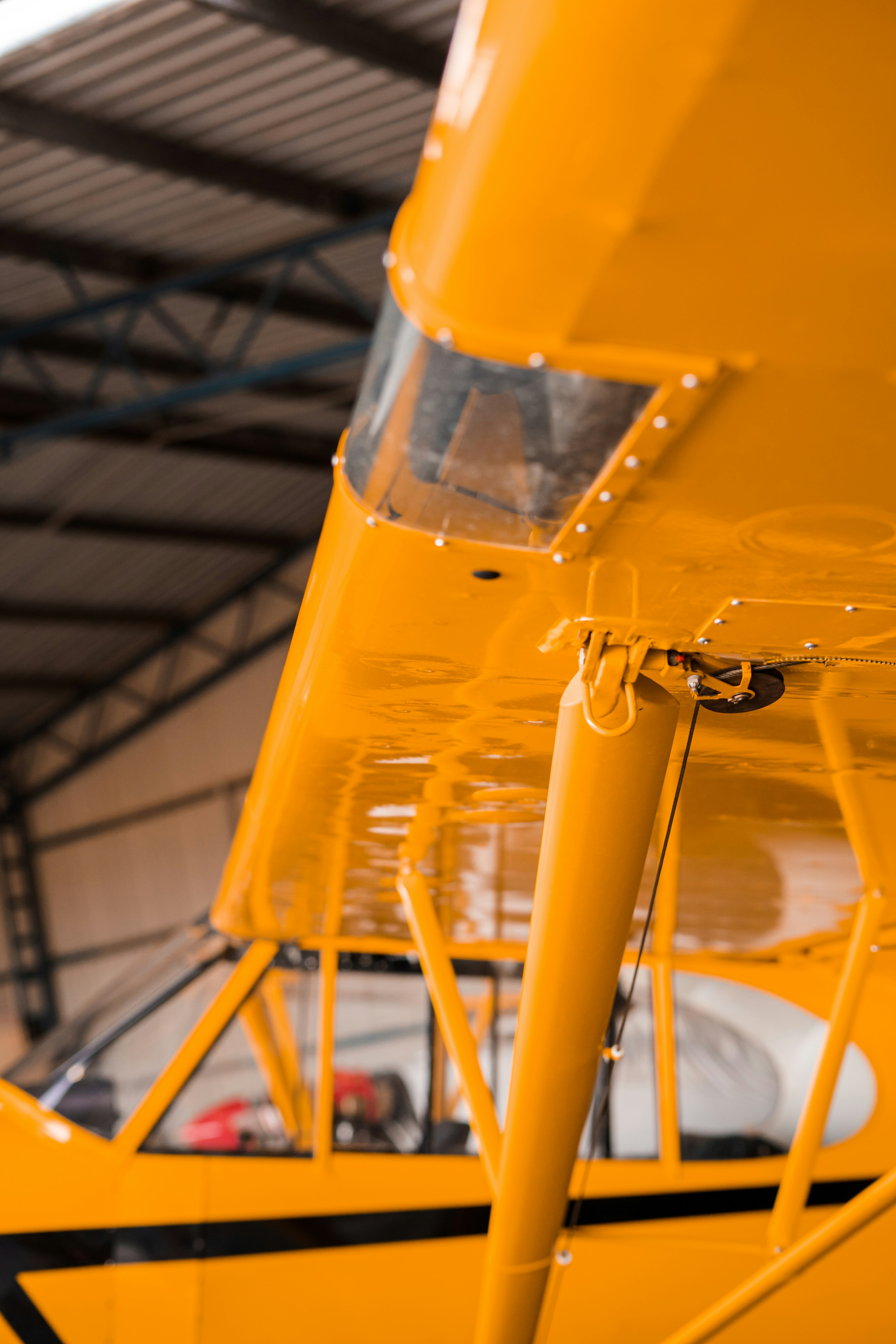 closeup photo of yellow airplane