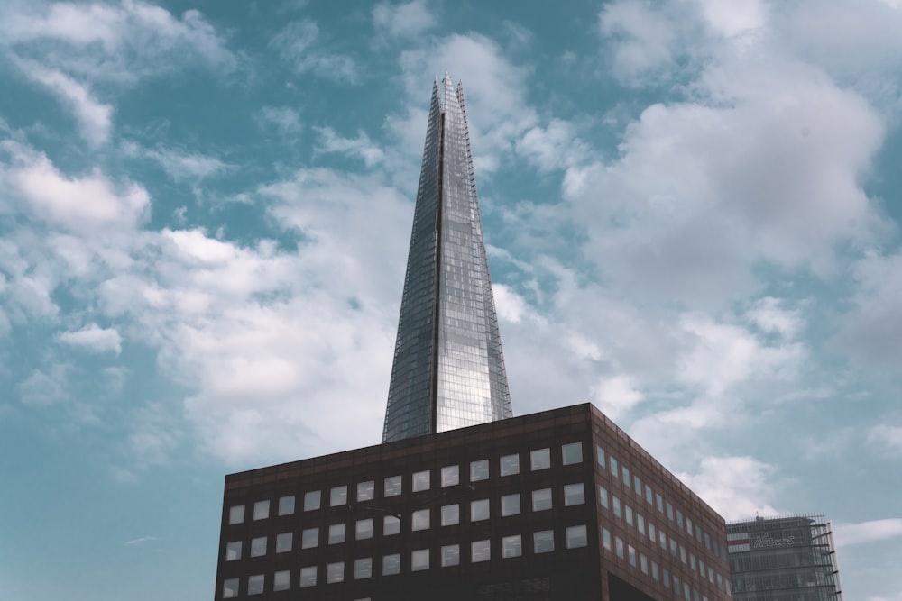 low angle photo of curtain glass wall building