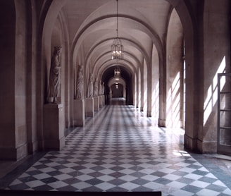 gray and white hallway