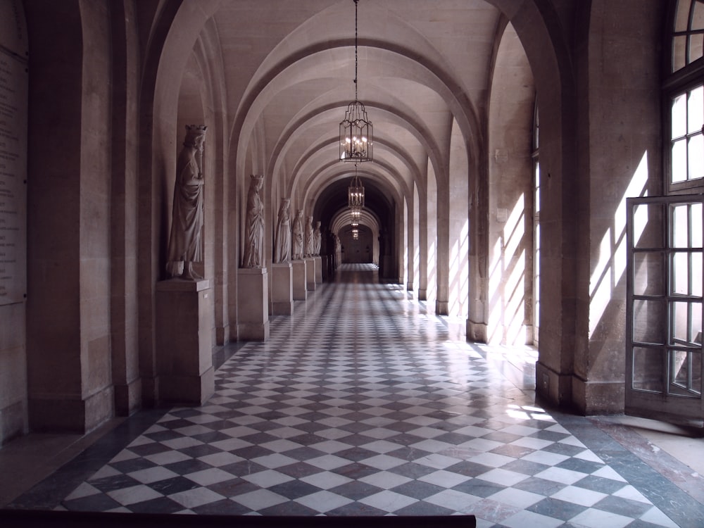 gray and white hallway