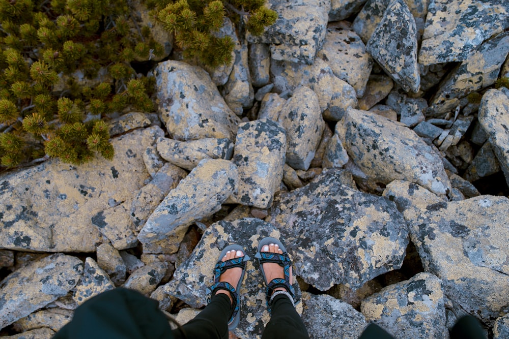 gray and black stone formation