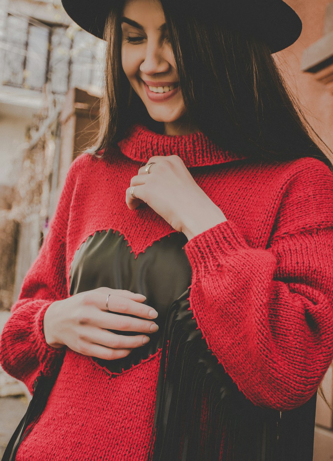 women's red sweater