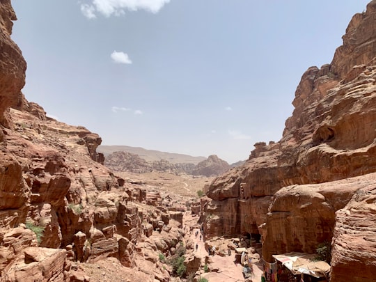 brown rock mountain during night time in Petra Jordan