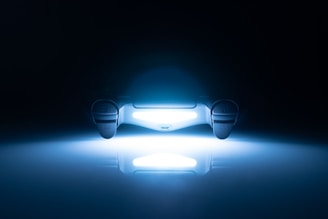 a close up of a car in the dark