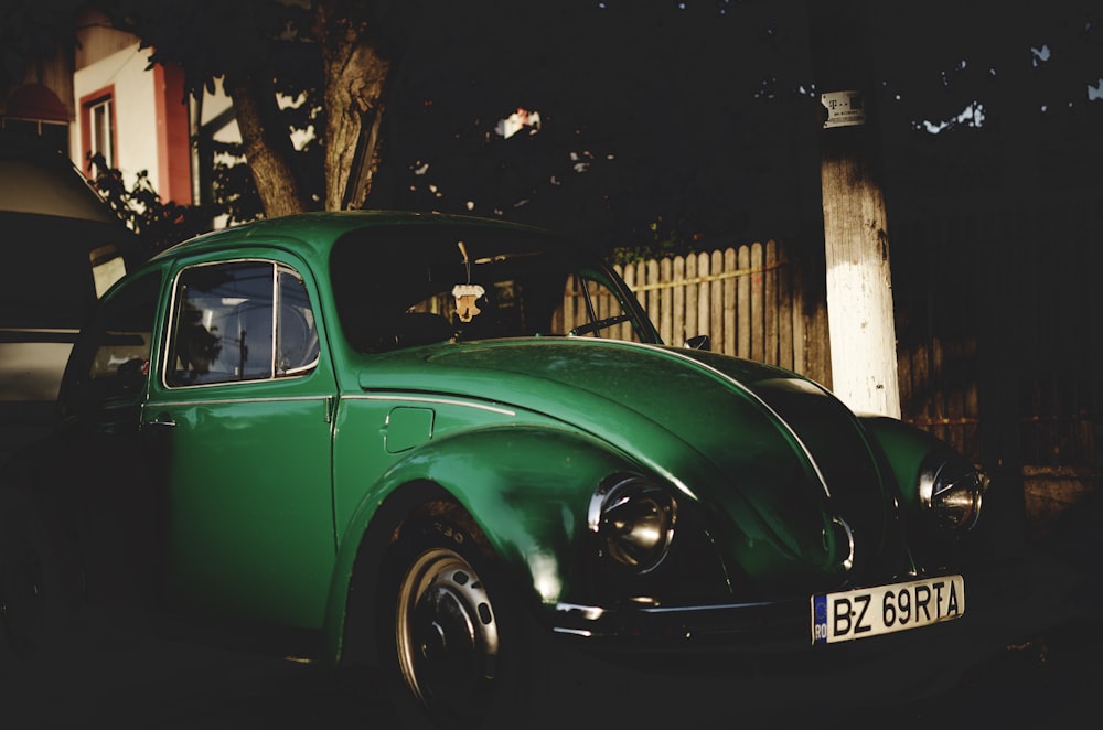 green Volkswagen Beetle