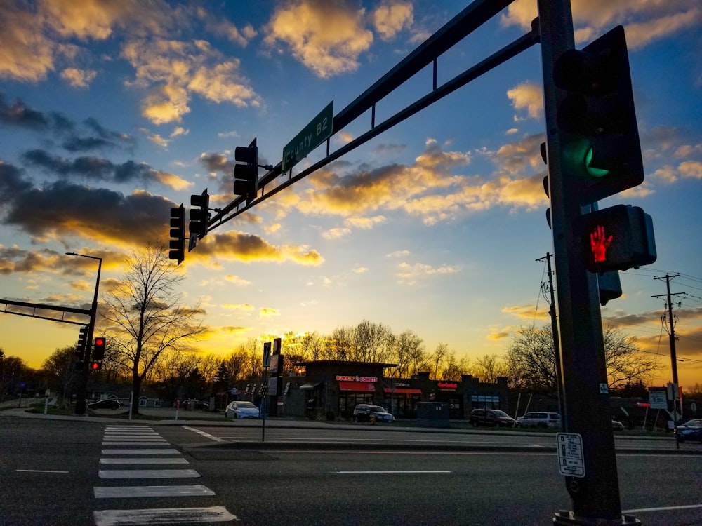 grey metal street lights during daytime