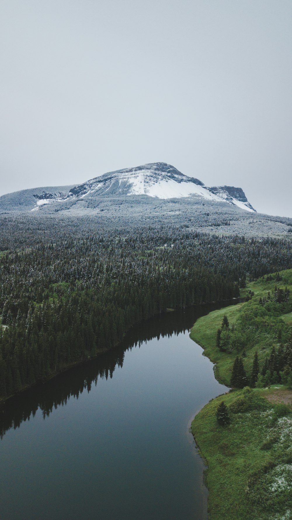 river across white mountain