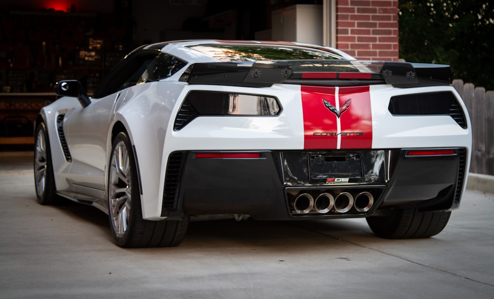 white and red Corvette car