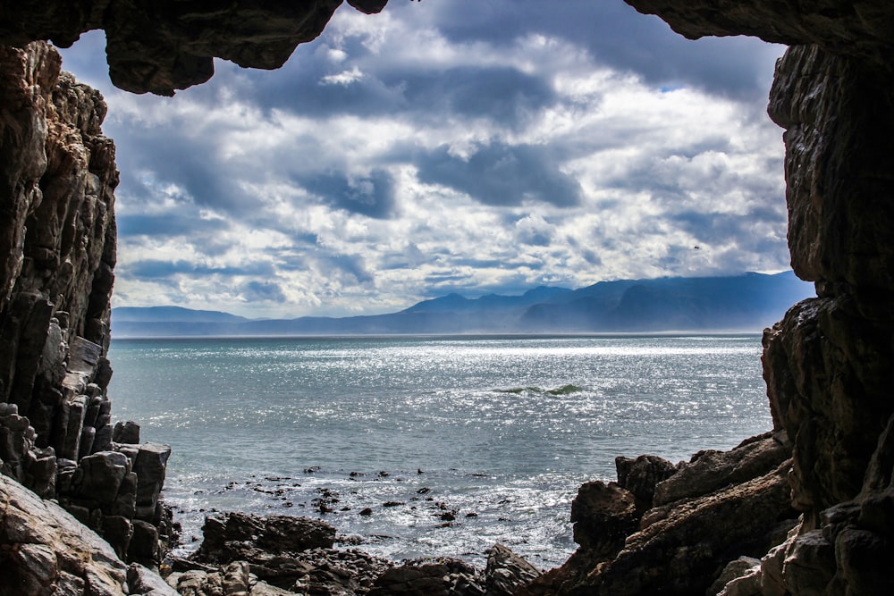 view of ocean from cave