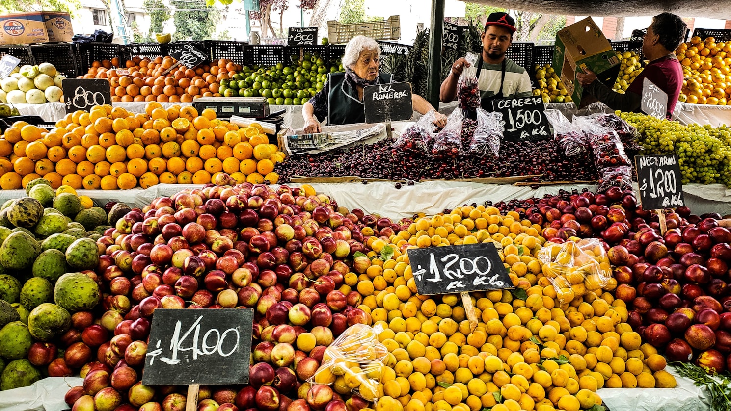 lots of fruit during daytime market