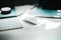 A serene workspace with clean lines, neutral tones, and natural light emphasizing simplicity.