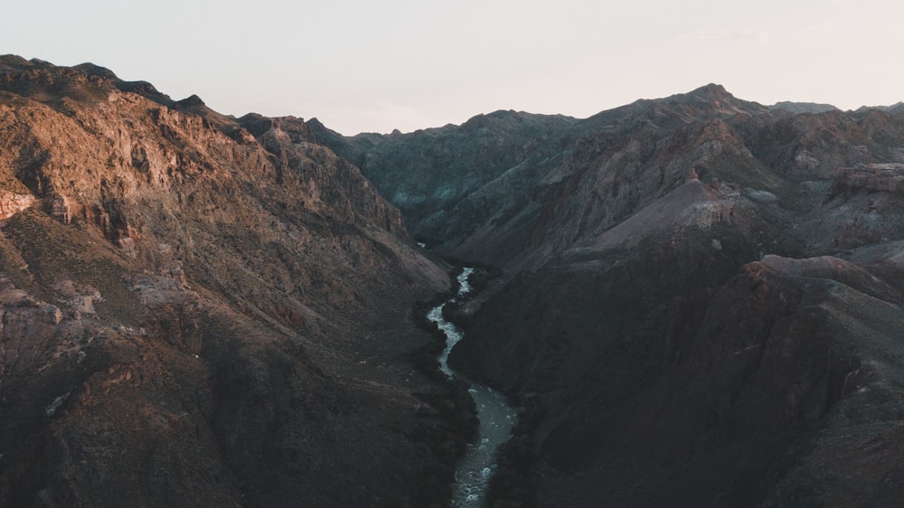 body of water between mountains