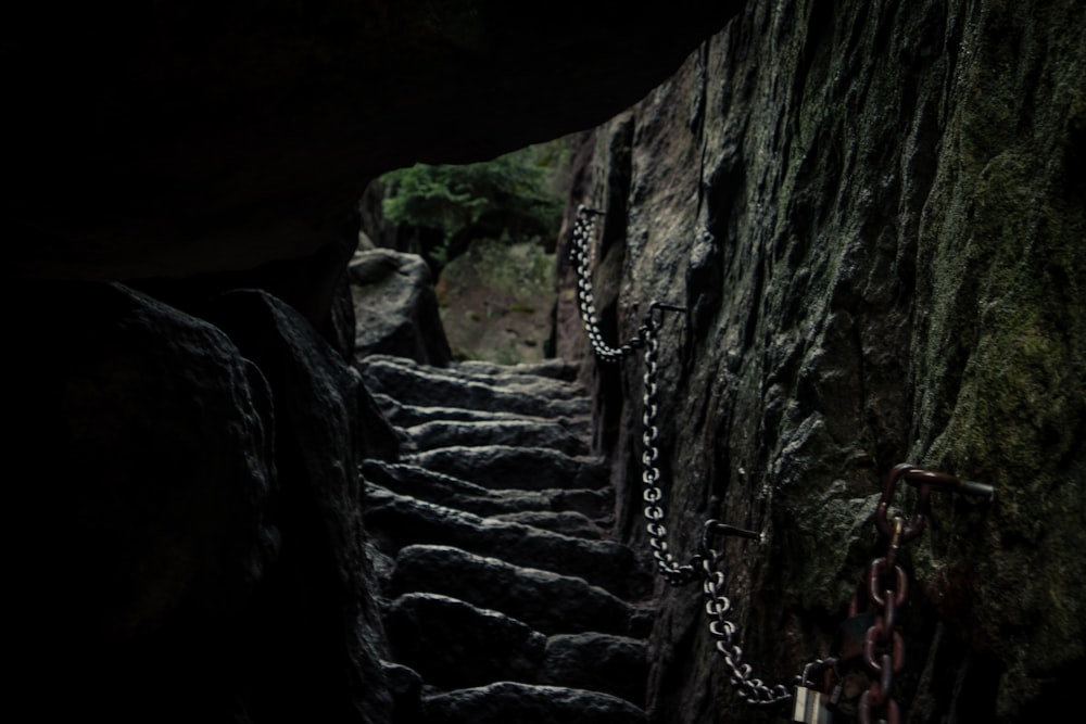 landscape photo of a rock stairs