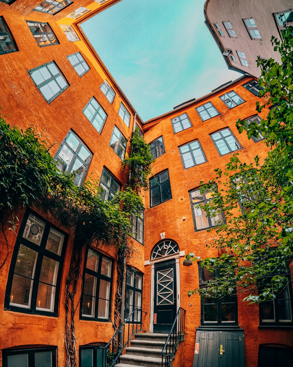 architectural photo of an orange building