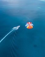 aerial photo of parachute above sea