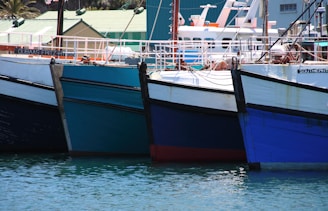 Colorful fishing boats docked in the charming port of Tarifa.